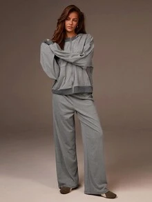 Athîral Áo khoác nỉ nữ dáng suông, in họa tiết kẻ sọc, có khóa kéo, phù hợp cho đi làm hàng ngày và chơi thể thao, mùa xuân/thu. - Nhiều màu - Xem 5