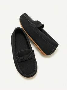 Cozy Pixies 1 双时尚百搭休闲百搭黑色柔软舒适可爱学院风绅士乐福鞋，婴儿平底鞋，秋冬 - 黑色 - 查看 6