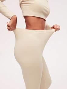 LUVLETTE Women's Thermal Underwear Ultra-Soft Base Layer Cold Weather Warm Winter PJ Set Round Neck Top And Long Bottoms - Beige Lightweight And Warm Set Pajama Sets