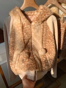 Comfortcana 女士时尚连帽拼布夹克，秋冬 - 棕色 - 查看 5