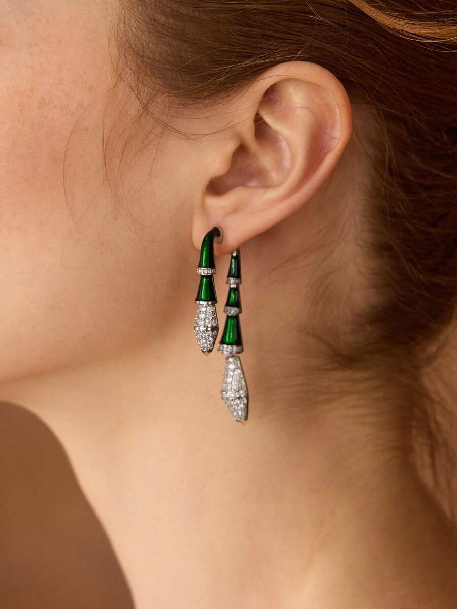 MOTF PREMIUM CHIC GREEN BAMBOO KNOT EARRINGS, QIPAO STYLE EARRINGS FOR WOMEN - Gold - View 1