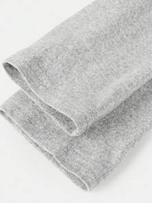 SHEIN 青少年女孩 2 件纯色浅灰色春秋露肩长袖短款上衣和喇叭裤休闲套装，适合日常穿着，适合返校