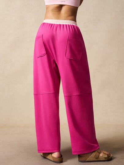 VARSIVA Women's Casual Sports Contrast Color Drawstring Waist Loose Pants