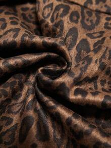 GENKIRA 绒面豹纹 V 领褶皱设计时尚别致性感修身朋克百搭女式长袖连衣裙 - 彩色 - 查看 3