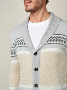 Manfinity Homme New Autumn/Winter Fashionable Designer Colorblock Cardigan For Men, Christmas - Multicolor - View 3
