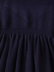 Souflis Souflis 4-7岁女童优雅公主风海军蓝针织连衣裙，饰有精致蝴蝶结和荷叶边下摆，适合生日派对、幼儿园活动或春秋季日常外出 - 寶藍色 - 查看 6