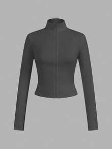 SHEIN EZwear 3pcs/Set Casual Minimalist White & Black Knit Zip-Up Long Sleeve T-Shirts For WomenIn Fall/Winter - Multicolor - View 12