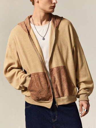 Street Life Sudadera con capucha casual con cremallera, forro de sherpa y contraste de color para hombre, otoño e invierno