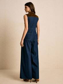 Poéselle Bộ áo liền quần denim ống rộng không tay kiểu vintage thời trang nữ, áo liền quần denim cho nữ, áo liền quần denim cho nữ, áo liền quần denim cho nữ. - Nhiều màu - Xem 2
