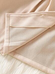 Elladie kids 女童秋冬甜美公主风淡桃色荷叶边领蝴蝶结装饰中长款大衣，韩版甜美风毛呢大衣，适合日常上学、家庭休闲、节日聚会（如生日派对、拜年），实用又时尚