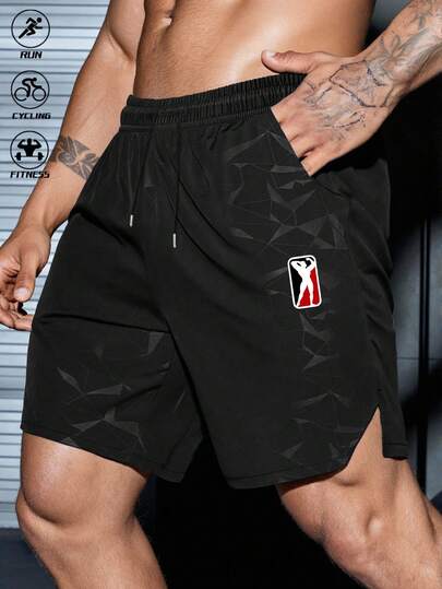Gym Rark Pantalones cortos deportivos de verano para hombres con parches gráficos, cintura con cordón y bolsillos
