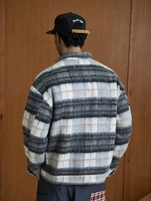 TOKVUE Men's Plaid Long Sleeve Single-Breasted Casual Pocket Overcoat, Autumn/Winter , Men Shacket , Plaid Jacket Men , Men Flannel Shirt , Woolen Jacket Men - Multicolor - View 6