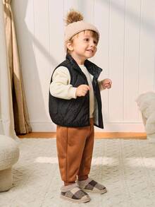 Cozy Pixies 1 par de pantuflas cómodas y abrigadas con forro térmico, estilo a cuadros, para niños pequeños, adecuadas para actividades diarias y al aire libre en invierno - Negro - Ver 3