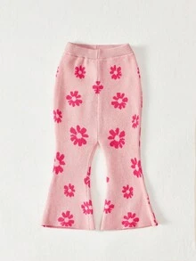 Cozy Pixies 2 件装女婴花卉图案撞色圆领长袖上衣和裤子针织套装 - 彩色 - 查看 6