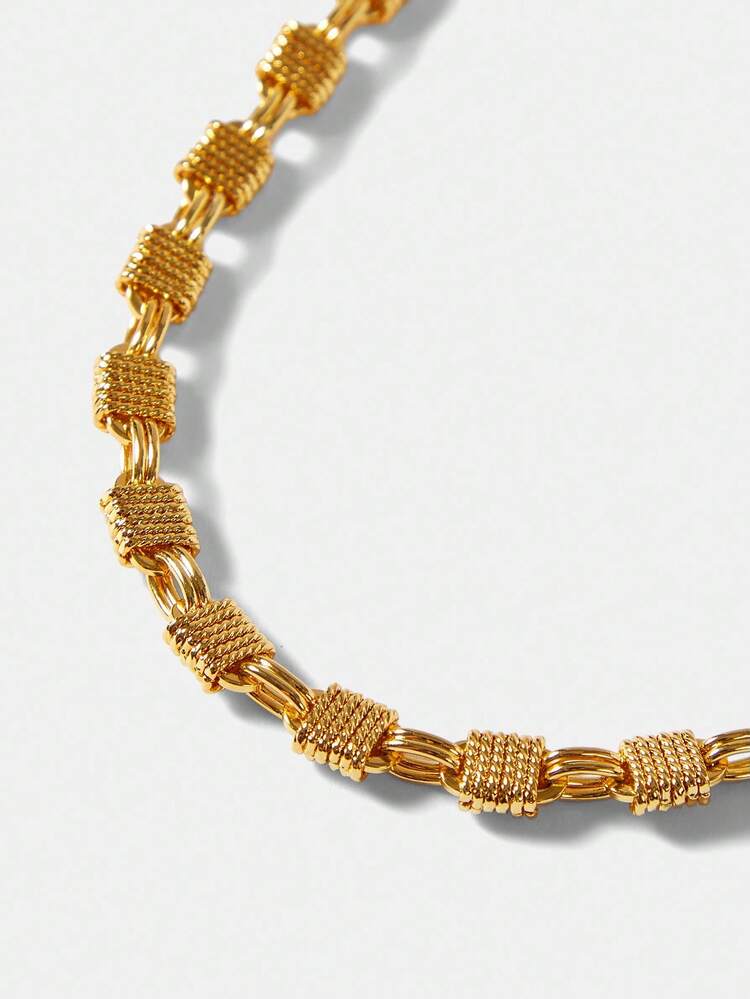 Pulseira de Corrente Feita à Mão Banhada a Ouro 18K