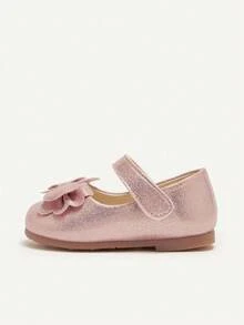 Cozy Pixies A Pair Of Pink Party Princess Bow  For Infants Cute And Simple, Everyday Wear Baby Flats - Pink - View 3