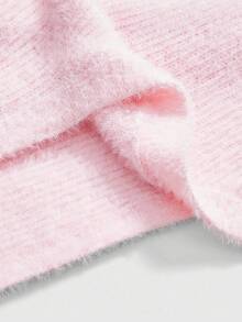 ROMWE Spring Valentine's Day Casual Pink Loose Sexy French Lace Spaghetti Strap Deep V Off Shoulder Sweater - Pink - View 5