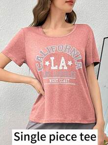 Dream Adore 1pc Women Casual Letter Print Sleepwear Top - Pink - View 4