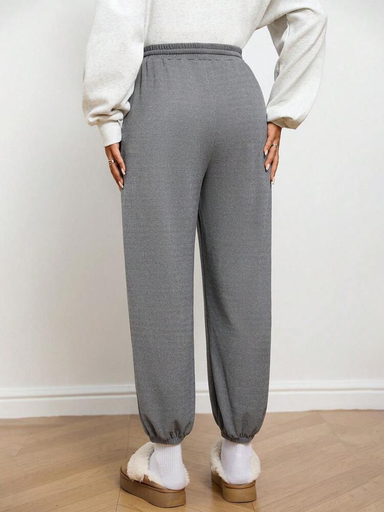 Women's Solid Color Drawstring Waist Pockets Casual Jogger Pants Women's Autumn Winter Pants Going Out Pants