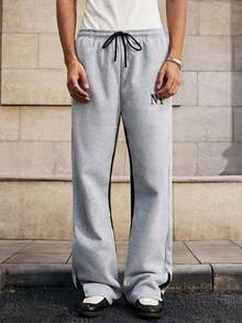 Manfinity VCAY Męskie spodnie dresowe z nadrukiem w kontrastowym kolorze, ściągaczem w pasie i długim rękawem - Szary - Zobacz 6