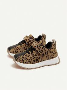 Cozy Pixies 一双女童黑色豹纹跑步鞋时尚简约设计返校可爱运动鞋儿童运动鞋 - 豹紋 - 查看 4