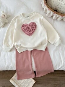 LMoss Kids 2 Stücke LMoss Kleine Mädchen Einfarbiger Rundhals Lässig Sweatshirt und Leggings Set, Pink, Weihnachten, bequeme Herbst & Winter Styles, Pullover, gemütlicher Herbst und Winter Styles, gemütlicher Herbst & Winter Styles - Verschiedenfarbig - Übersicht 6
