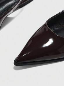 CUCCOO BIZCHIC Women's Simple Solid Color Pointed Toe Flats, Casual Commuter Basic Matching Coffee Color Backless Flat Shoes, Suitable For Workplace For Christmas Spring Shoes - Coffee Brown - View 6