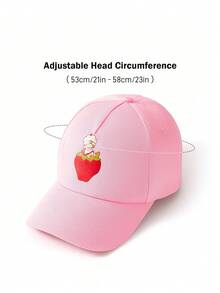 Strawberry Shortcake X SHEIN 升级款时尚经典休闲甜美百搭运动粉色可爱草莓女士棒球帽防晒日常搭配直筒版型，送礼佳品 - 粉色 - 查看 3