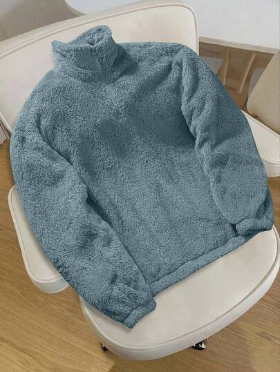 Claim Dot 男士抓绒四分之一拉链套头卫衣，街头风，送给男友的理想礼物，适合年轻人的休闲运动街头服饰，日常通勤、返校、度假皆宜，情侣款高领衫，秋冬季必备