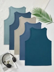 5pcs/Pack Boys' Comfortable Casual Sleeveless Undershirt Vest