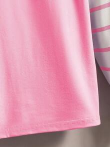 Girls Cute Cartoon Heart Pattern Comfortable Round Neck 2 In 1 Long Sleeve T-Shirt - Pink - View 5