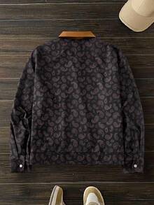 Manfinity VCAY Men's Casual Cashew Flower Print Shacket, Suitable For Everyday Wear Graphic Collar Shirt Vintage Jacket Men Paisley Jacket, For Fall Winter - Multicolor - View 2
