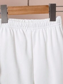 2 件套年轻男孩休闲脸部印花连帽衫和裤子套装，秋冬街头风格服装 - 白色 - 查看 7