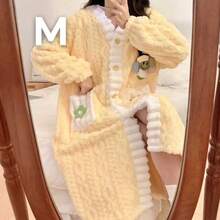 SHEIN 浴袍睡袍女秋冬季大码套装加厚天鹅绒浴袍女士珊瑚绒睡衣 - 彩色 - 查看 12