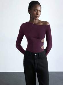 Maija Dam höst/vinter ihålig design ärmlös bodysuit, sexig avslappnad strandsemesterfesttopp, lämplig för urban business casual - Bourgogne - Visa 6