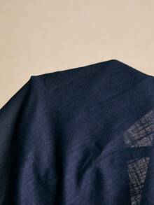 Poéselle 女式纯色 V 领喇叭袖优雅时尚衬衫 - 藏蓝色 - 查看 8