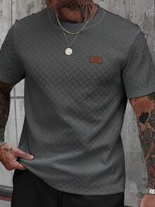 Manfinity CasualCool 男士夏季提花罗纹领短袖 T 恤，送给男朋友或丈夫的精美礼物，非常适合夏季日常休闲穿着，适合海边度假，时尚百搭