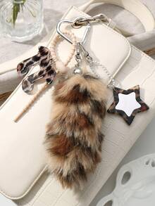 ROMWE Grunge Punk 1 móc khóa đuôi động vật giả da báo màu nâu chất lượng cao phong cách Y2K Retro đáng yêu, phụ kiện thời trang phù hợp cho phụ nữ và trẻ em gái, ý tưởng quà tặng tuyệt vời - Màu nâu - 31 - Xem 4