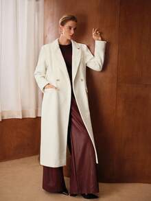 MOTF PREMIUM AUTUMN/WINTER WOOL BELTED LONG OVERCOAT - White - View 6