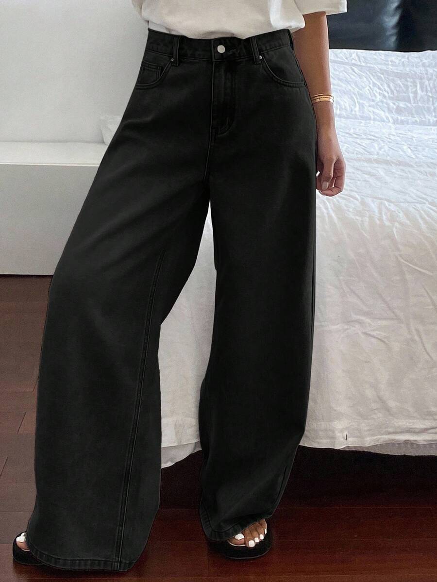 Livesso Women's Loose Casual Distressed Denim Jeans, Summer New Arrival - Black - View 1