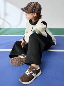 JNSQ 1 双经典复古设计男女儿童运动鞋，多功能跑步、网球、学生鞋，适合开学季 - 棕色 - 查看 3