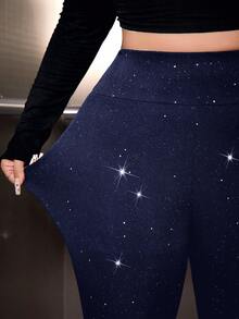 GalTyme Plus Size Women's Fashionable Sequin High Stretch Leggings/Winter