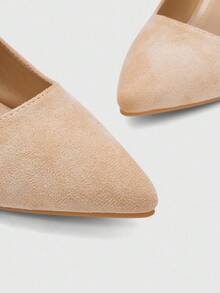 CUCCOO BIZCHIC 杏色尖头木纹粗跟玛丽珍鞋，时尚女士高跟鞋，适合通勤、约会、派对、度假、购物 - 杏色 - 查看 7