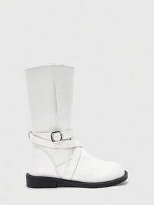 CUCCOO BIZCHIC 女士时尚白色可爱珍珠平底踝靴 - 白色 - 查看 2