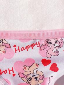 SHEIN 10 件/套年轻女孩可爱卡通动物印花三角内裤，彩色兔子图案，夏季