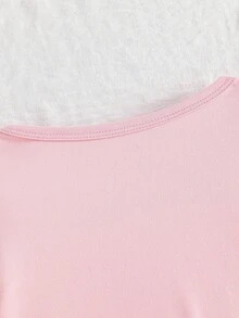 SHEIN 2 件套女童卡通小狗蝴蝶结印花针织休闲长袖上衣和裤子睡衣套装 - 淺粉色 - 查看 7