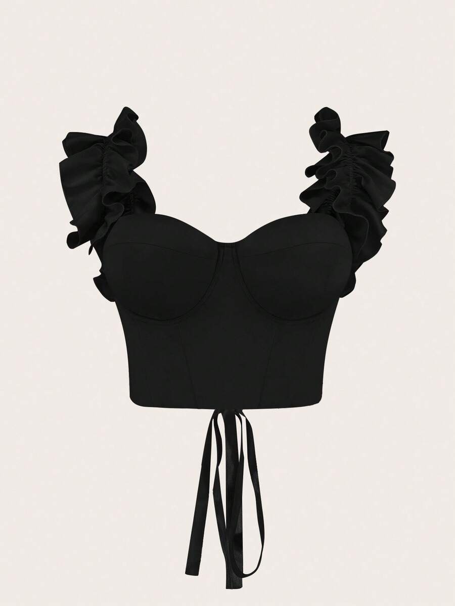 SHEIN MOOSTA 女士加大囗號蕾絲肩帶上衣