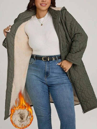 Comfylo Plus Size Women Long Sleeve Zipper Front Thermal Lined Casual Hooded Winter Coat Plus Size Winter Coats Plus Size Coats Coats For Women Plus Size Plus Size Quilted Coat Women Plus Size Hooded Coat Plus Size Quilted Coats Women Plus Size Coats Long Winter Coat Plus Size Plus Size Winter Quilted Coat Plus Size Coats Plus Size Women's Winter Coat Women's Winter Thanksgiving For Women