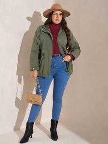 SHEIN LUNE Bộ 3 món dành cho nữ ngoại cỡ: Áo len chui đầu cổ lọ màu trơn đơn giản, dáng ôm, thích hợp mặc đi làm hàng ngày, Thu/Đông - Nhiều màu - Xem 5