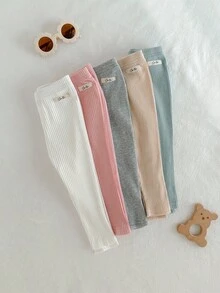 Loomiva 5 Stücke Baby Mädchen Einfarbig Weich Gestrickt Elastische Taille Hosen Set